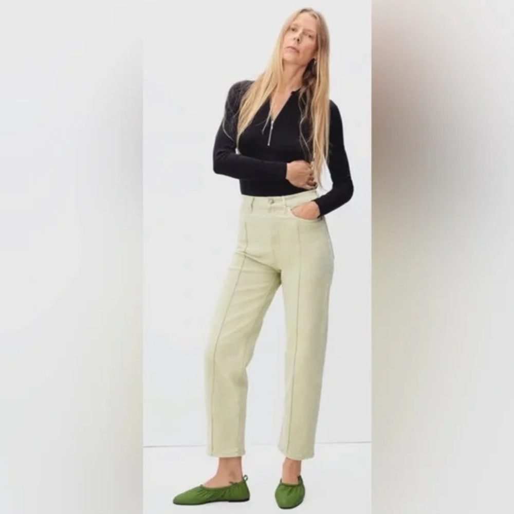 Everlane Way-High Straight Leg Ankle Length Jean in Light Green Size 25